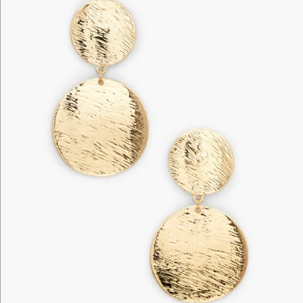 Gold Hammered Disc Earrings